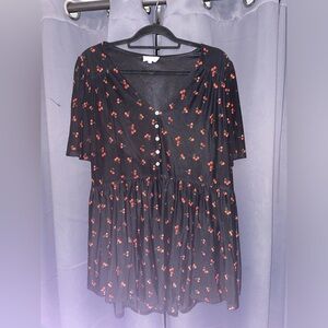 Cherry BabyDoll Style Blouse